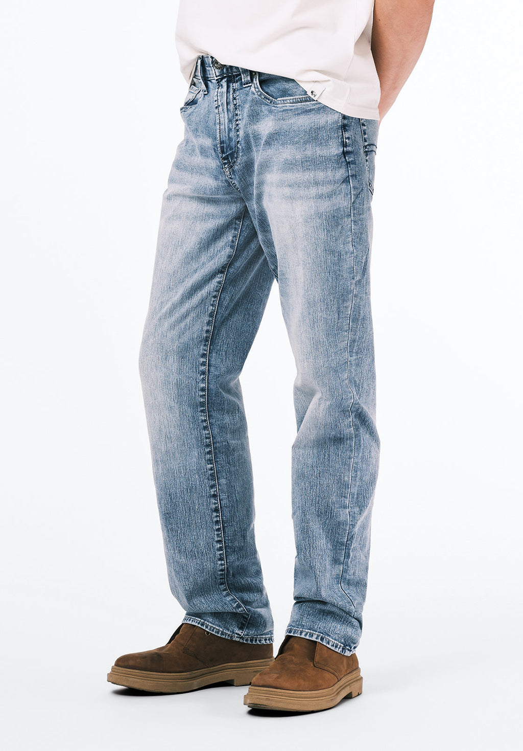 Relaxed Straight Driven Men's Jeans, Sandblasted Light Blue - BM20606