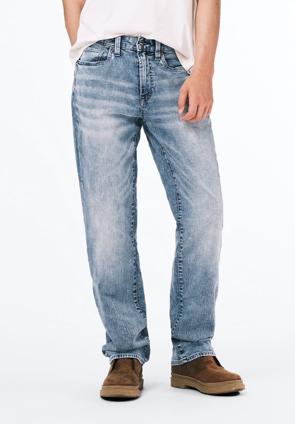 Relaxed Straight Driven Men's Jeans, Sandblasted Light Blue - BM20606
