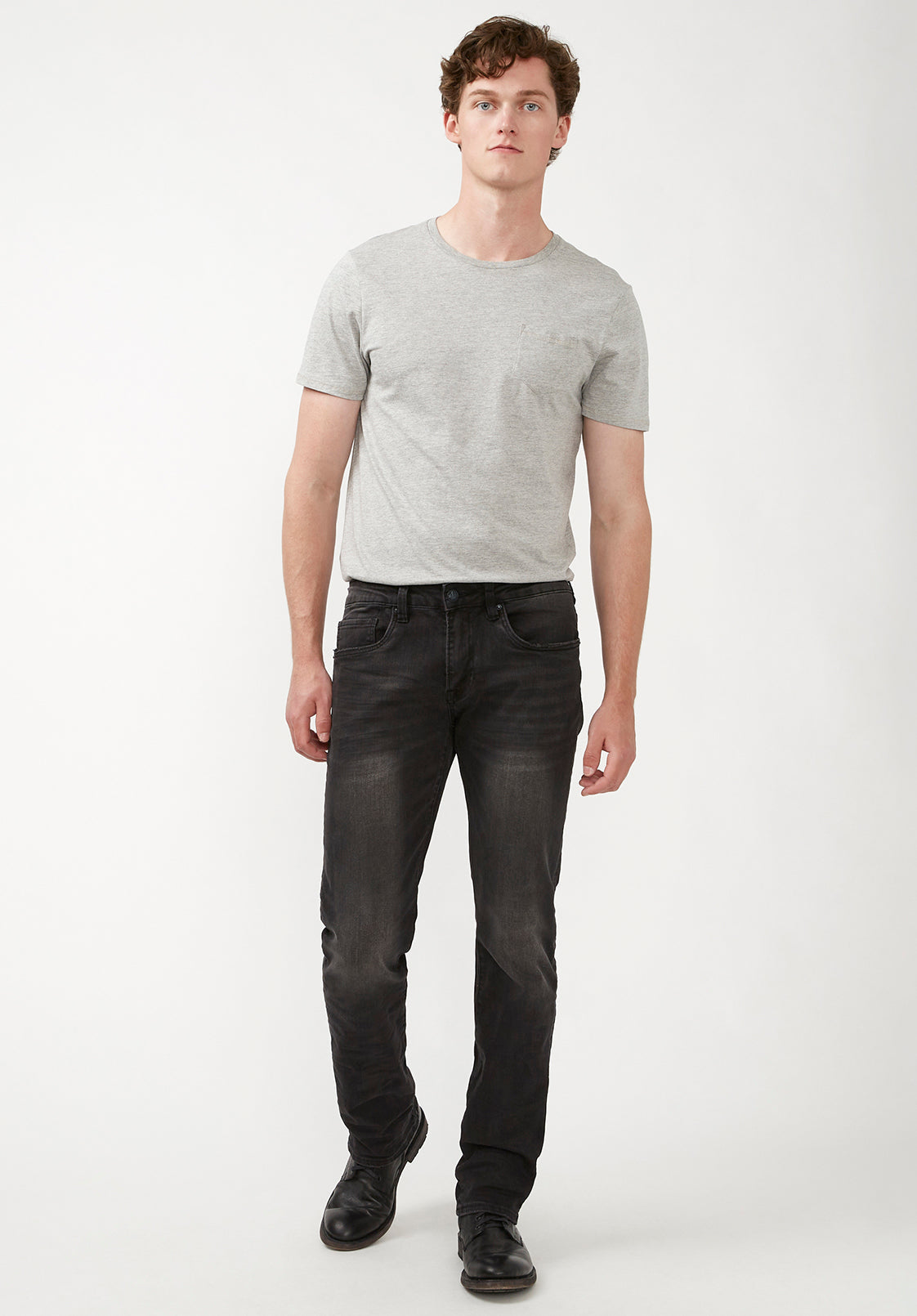 Straight Six Men's Jeans in Crinkled and Sanded Black - BM22614