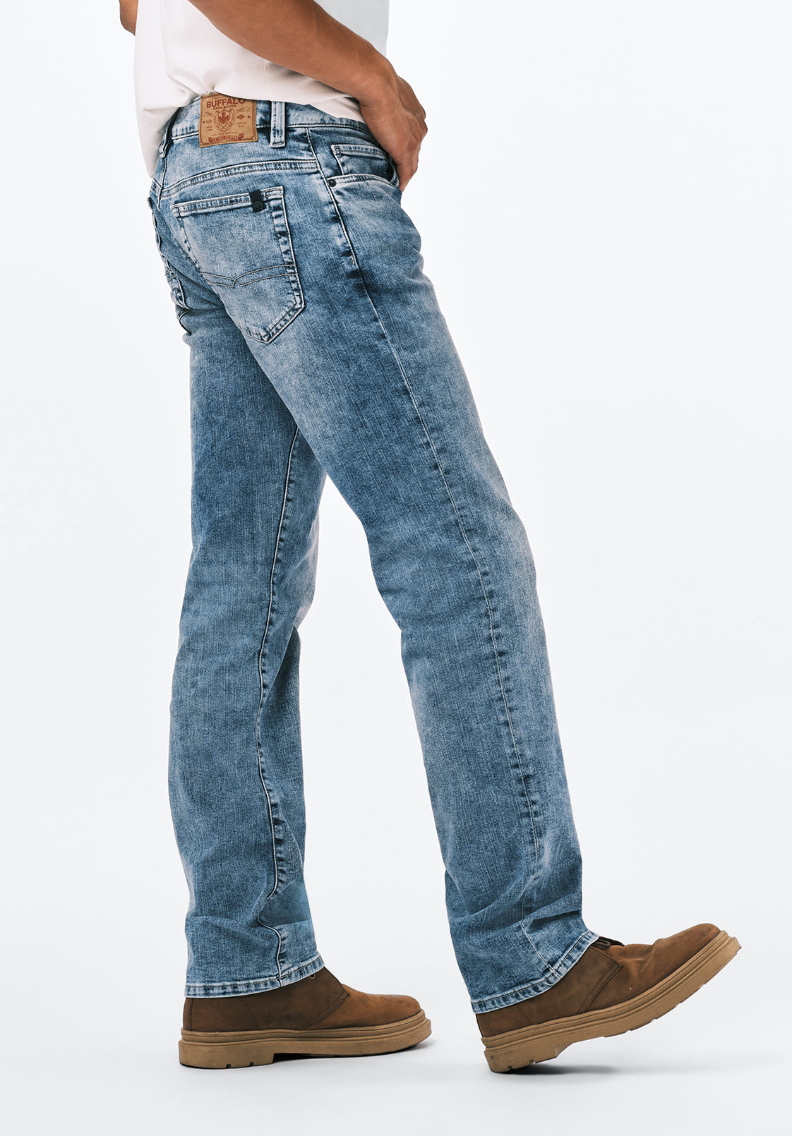 Straight Six Men's Jeans in Whiskered and Contrasted Blue - BM22634