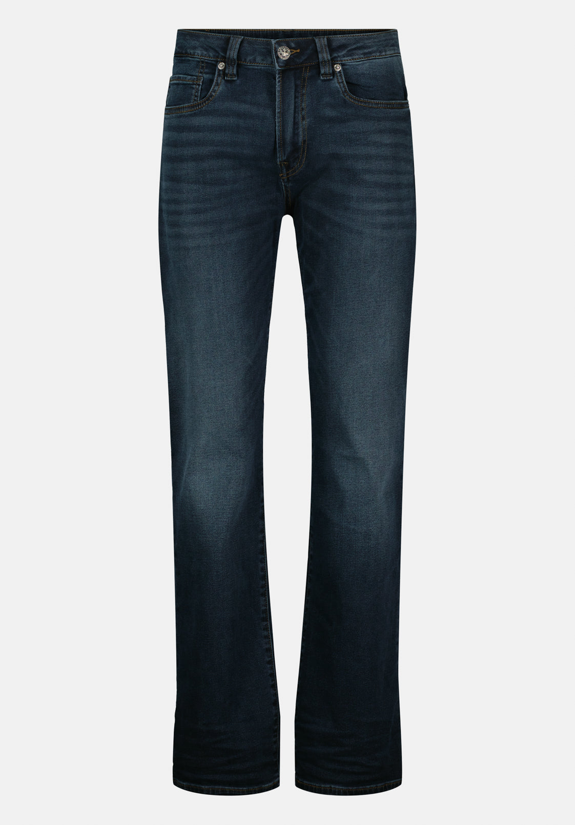 Relaxed Straight Driven Men's Jeans in Crinkled and Sanded Dark Blue - BM22639