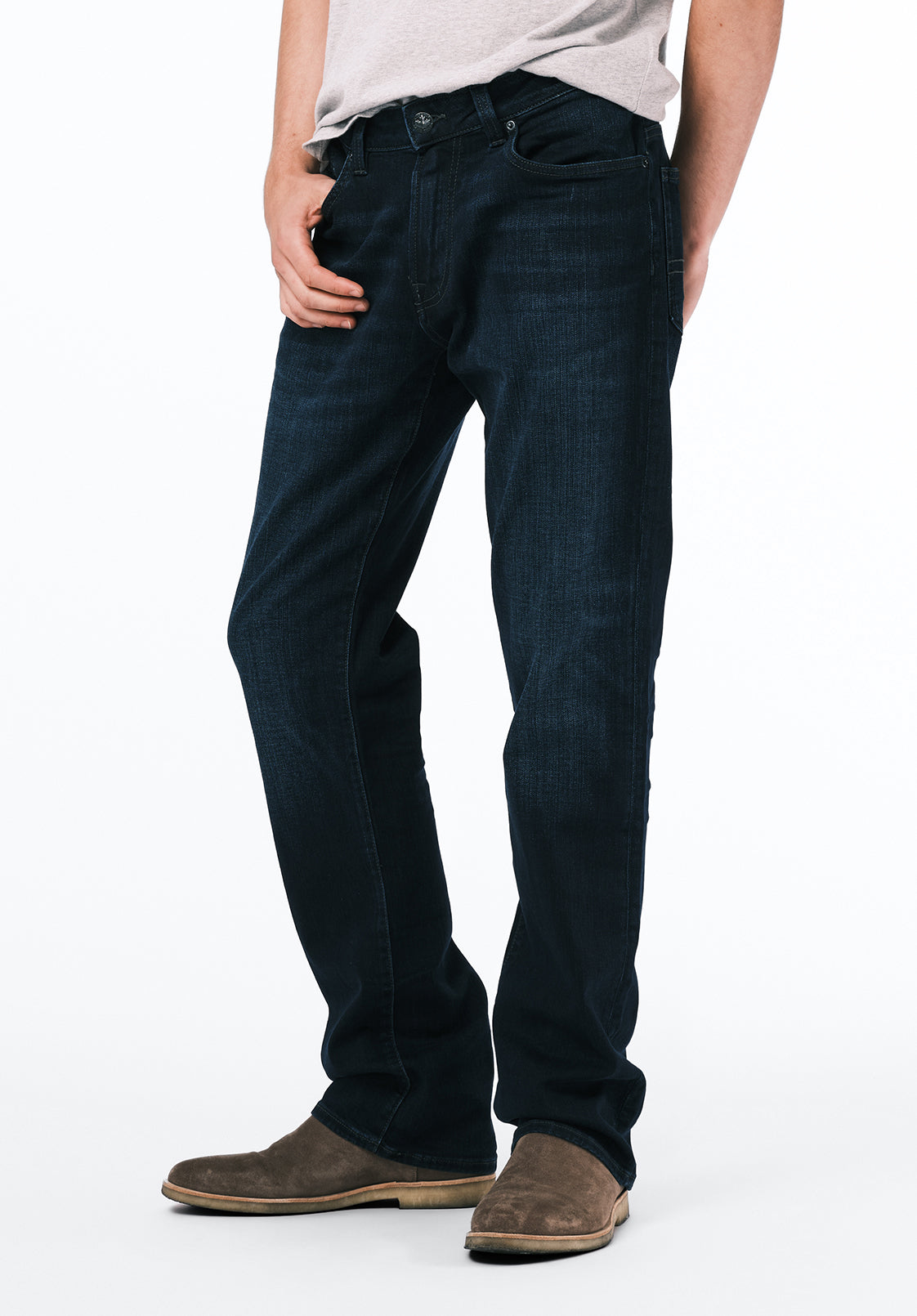 Slim Boot King Men's Jeans in Whiskered and Sanded Dark Blue - BM22675